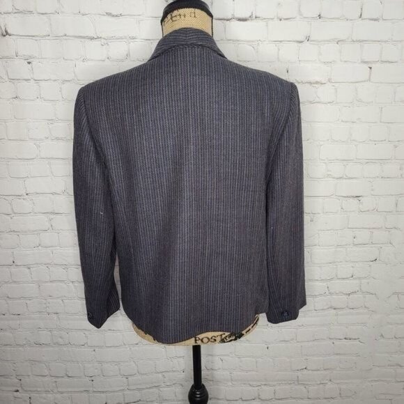 Vintage Striped Blue Wool Tailored Blazer ILGWU Made in USA - Picture 3 of 15